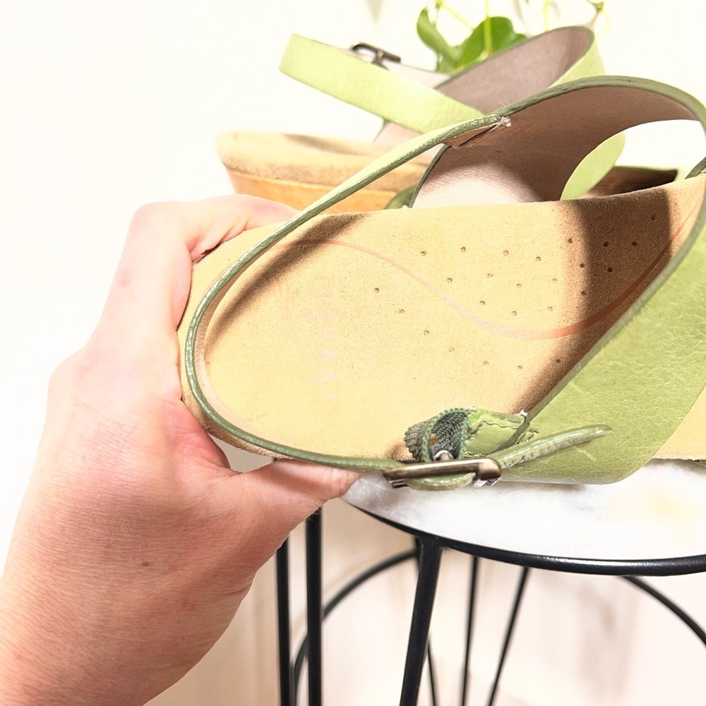 Dansko Green Leather Clog Mules with Wood Heel - Picture 8 of 9